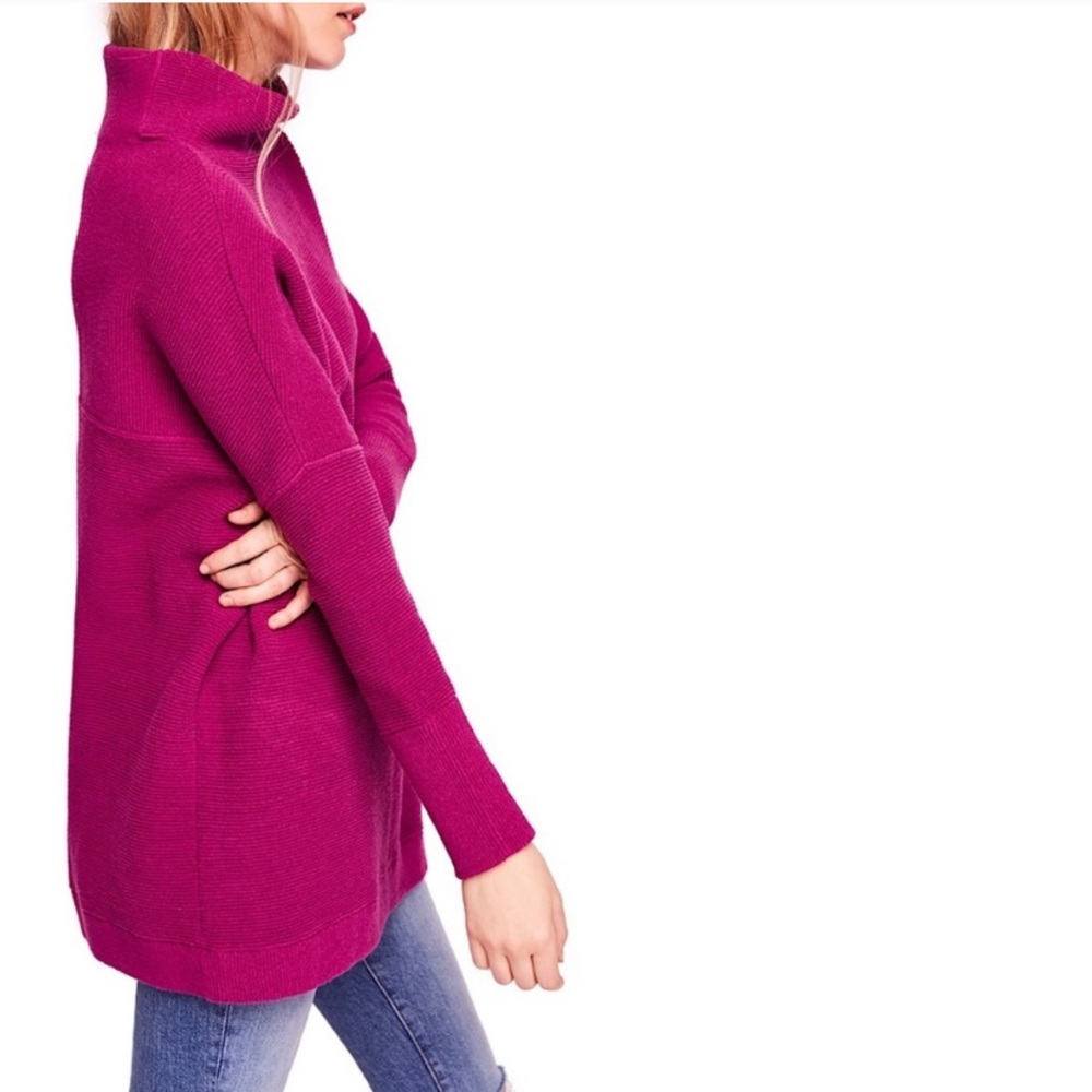 Free People Magenta Turtleneck Sweater